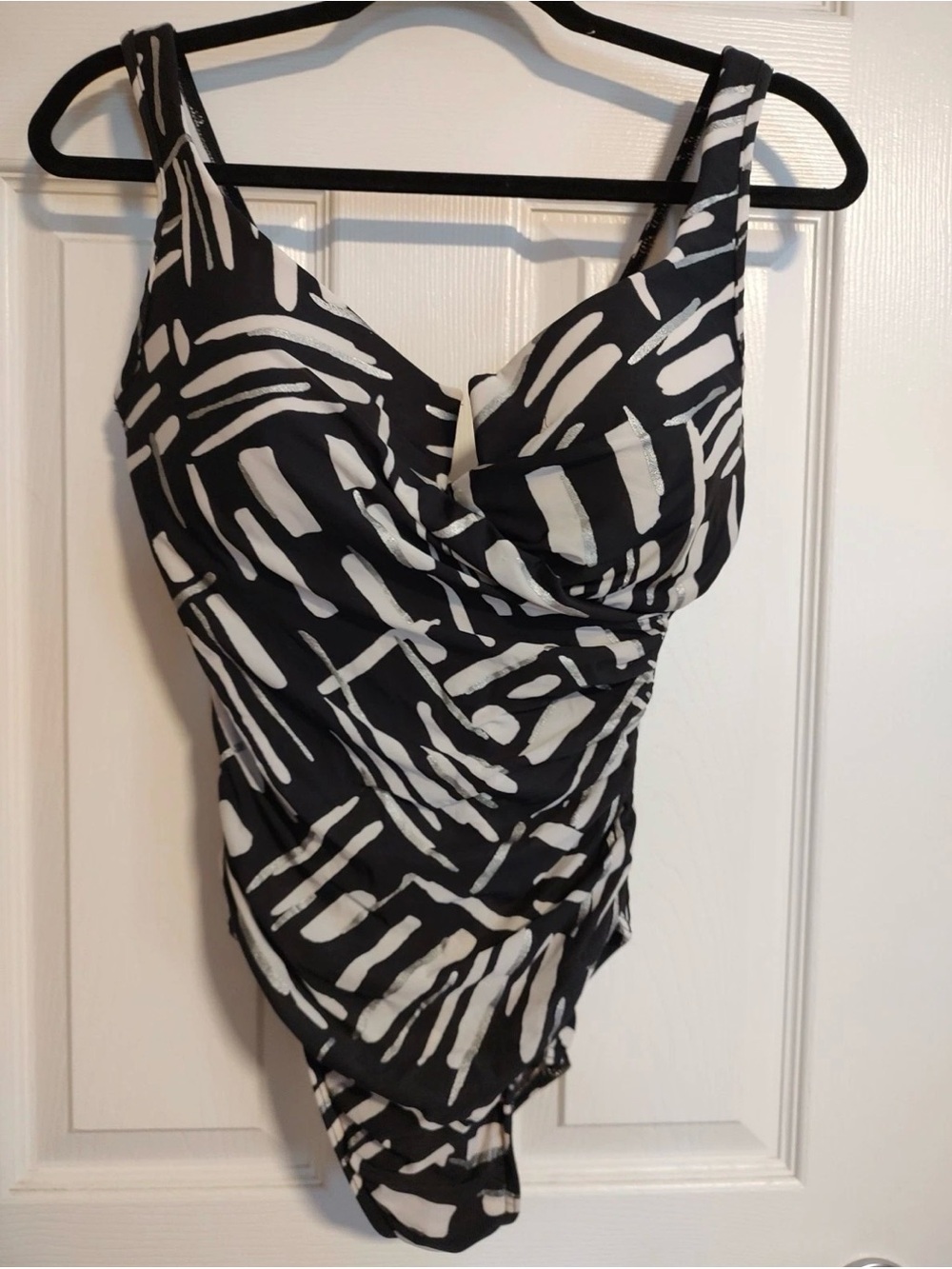 Miraclesuit Black and White Patterned One-Piece Swimsuit